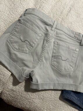 7 For All Mankind Light Gray Cuffed Denim Shorts